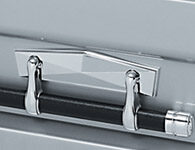 Casket swing bar handles to the side of caskets