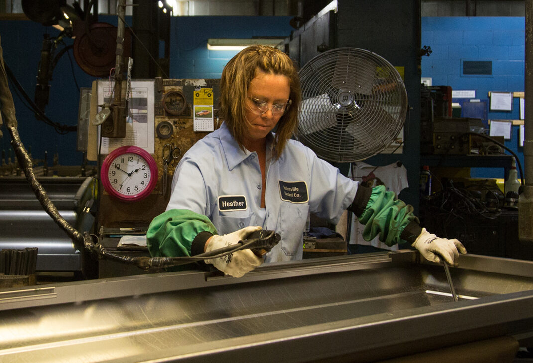 Female casket testing during manufacturing