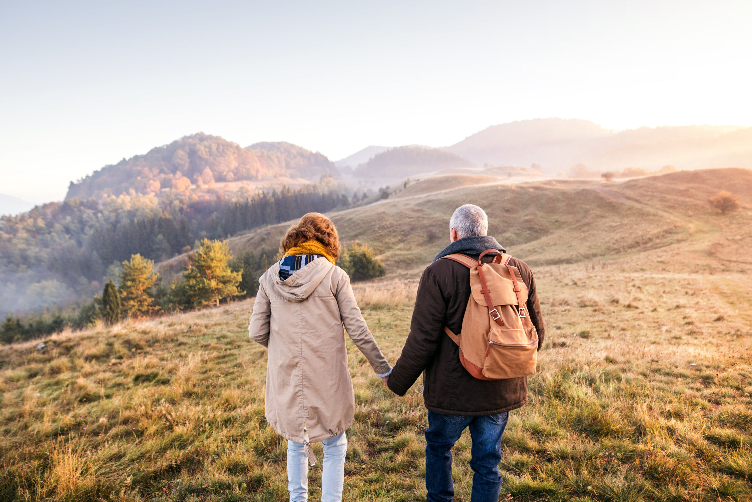 Senior,Couple,On,A,Walk,In,An,Autumn,Nature.
