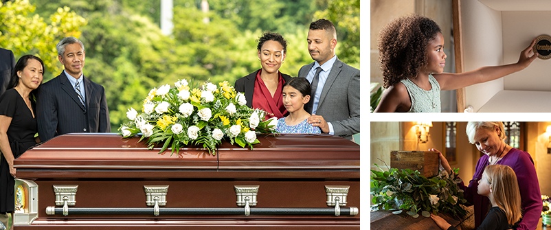 collage of funeral shots for sales training webinar