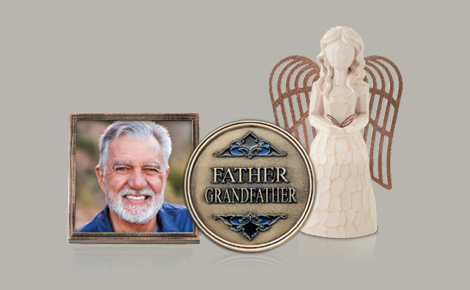 family choices personalization father and grandfather with grey background
