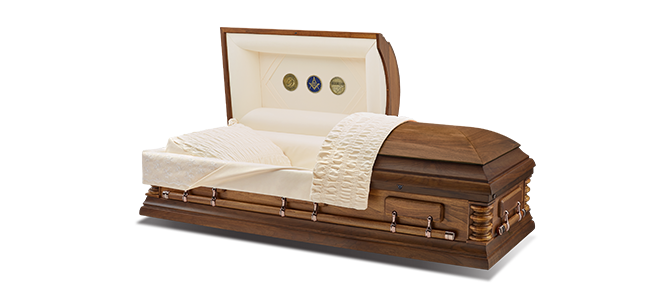 Hardwood half couch wood casket with personalization