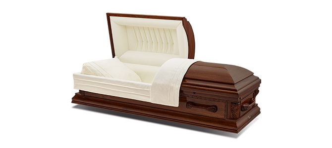 Mahogany half couch wood casket