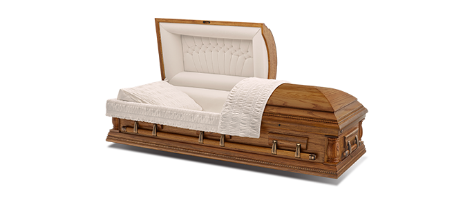 Oak half couch wood casket