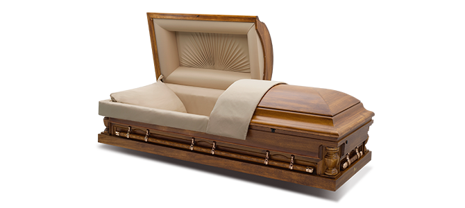 Veneer half couch wood casket