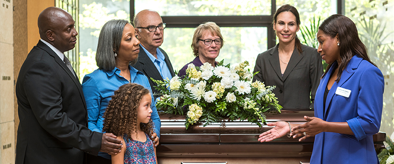 Family around casket